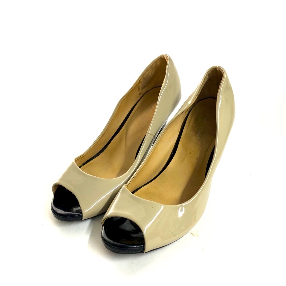Lane Bryant open toe beige and black heels